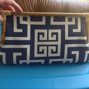 Donna Dixon Navy/White Clutch Wood Trim